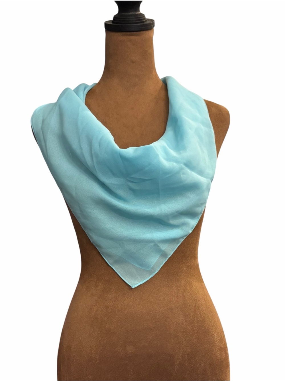 Large Square Scarf Light Aqua Blue 35x35” Sheer Coastal Pastel